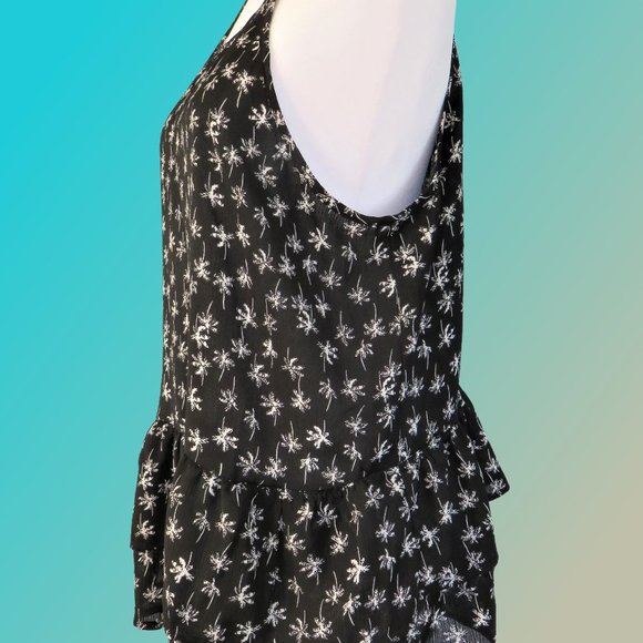 Black and White Camisole Top with Palm Tree Motif by Lily White - Picture 2 of 10